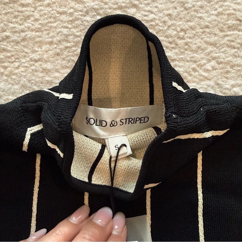 NWT SOLID & STRIPED Everly Top Black Border - Picture 3 of 4